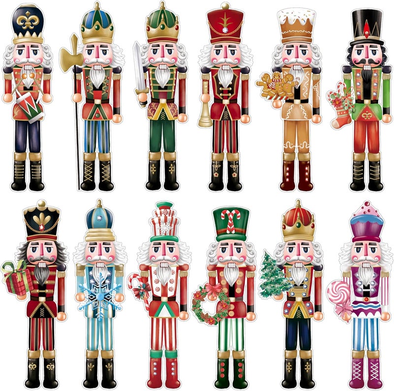 TREWAVE 48 Pcs Christmas Nutcracker Cutouts Christmas Bulletin Board Decorations Classroom Winter Holiday Cut-Outs Decor Home School Christmas Stickers for Wall Window Blackboard - Image 1